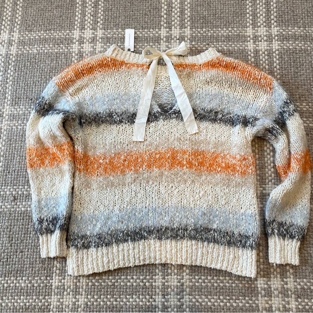 Anthropologie Kennedy Striped Pullover bow tie back